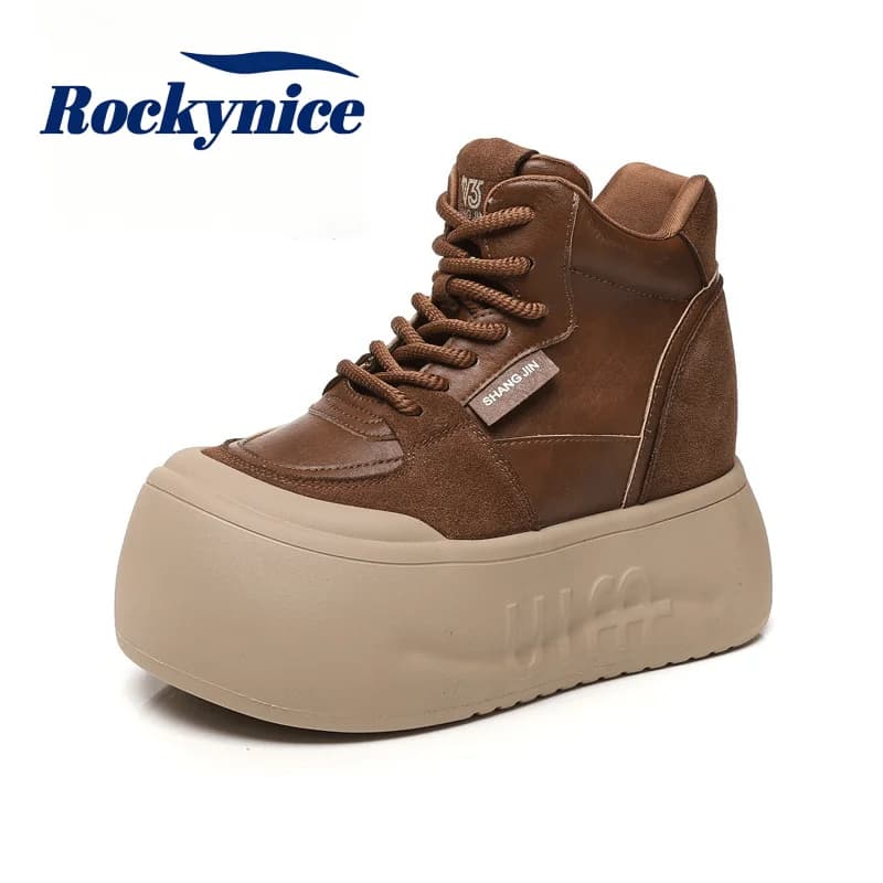 New 2026 Winter Warm Fur Snow Boots Designer 9CM Wedge Heels High Top Sneakers Platform Casual Leather Shoes Plush Ankle Boots
