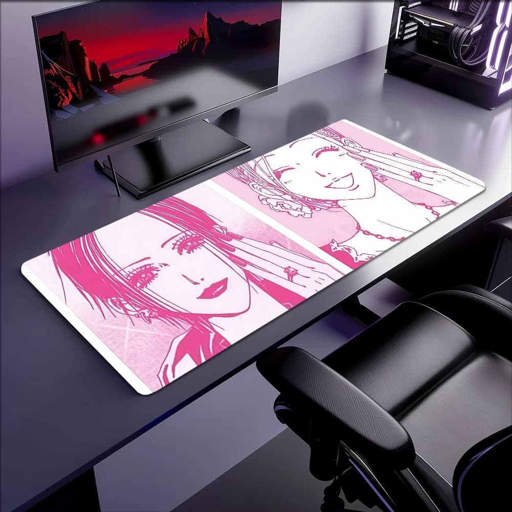 Gaming Mouse Pad,Large Desk Mat,Anti-slip Base,Stitched Edges,Pink Anime Girls Collage Print, Keyboard Pad for Gamer Office Home