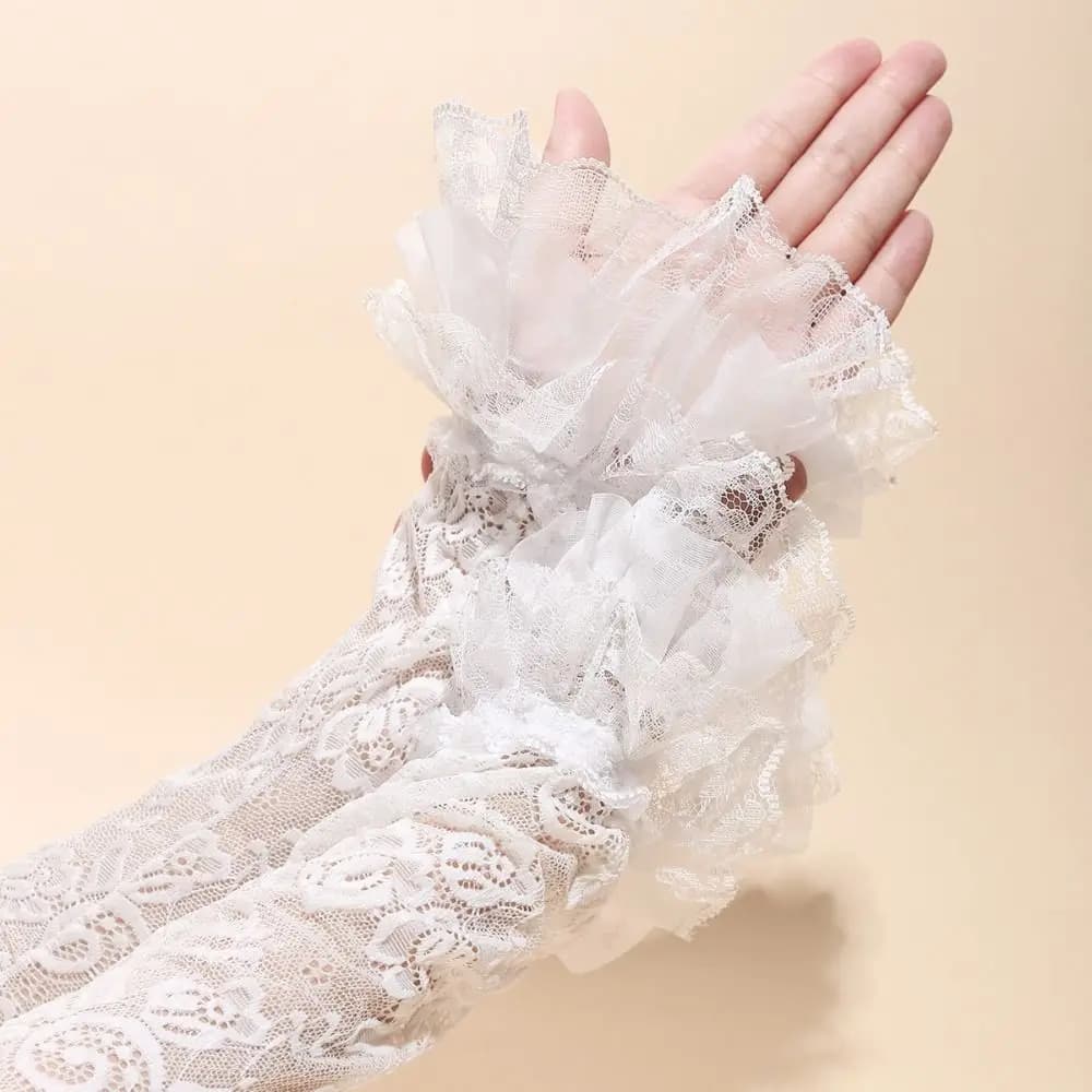 Breathable Elastic Lace Ice Silk Sleeves Hollow Mesh Sunscreen Arm Sleeve Anti-UV Thin Long Sleeved Arm Cover Girl