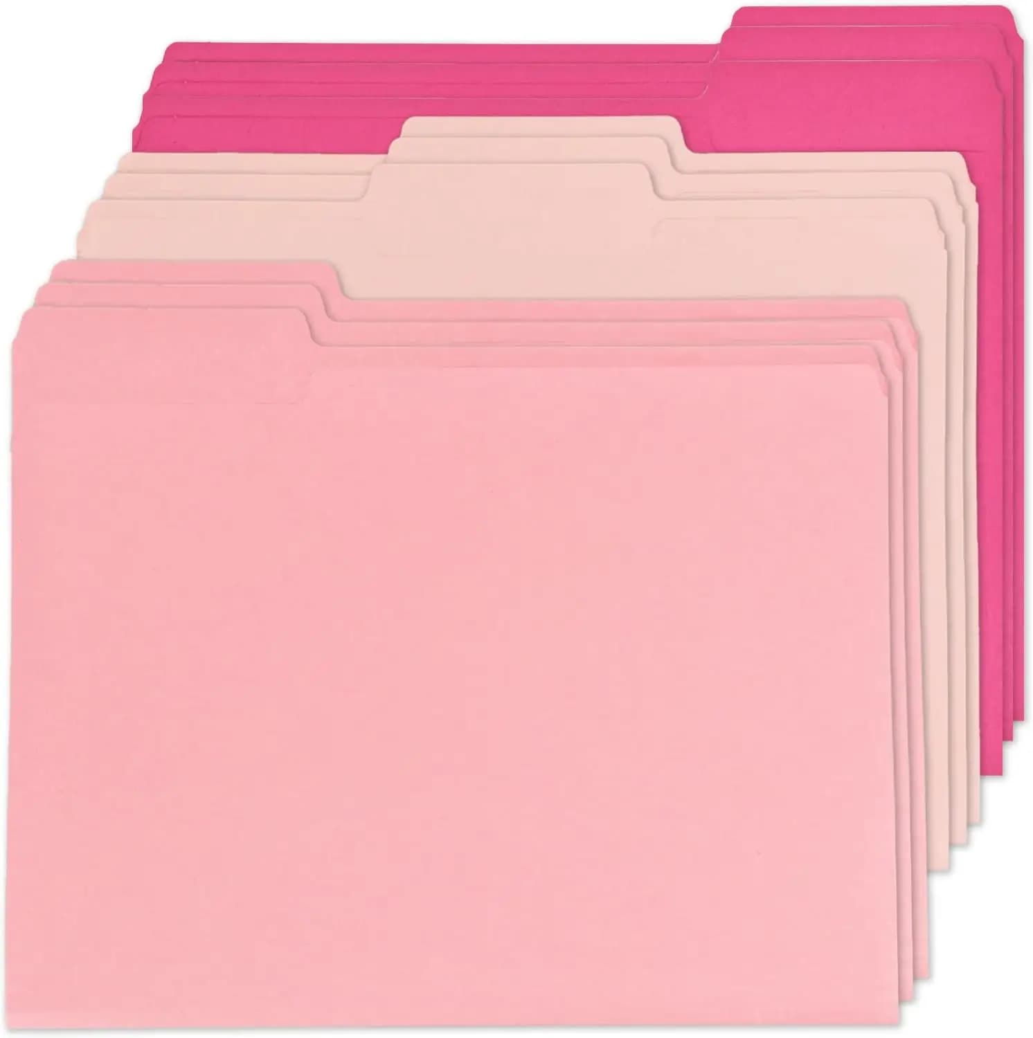 12 Cartelle Rosa Formato Lettera in Carta Colorata con Linguette a 1/3, Tasche Decorative per Organizzazione Ufficio, Scuola e Casa