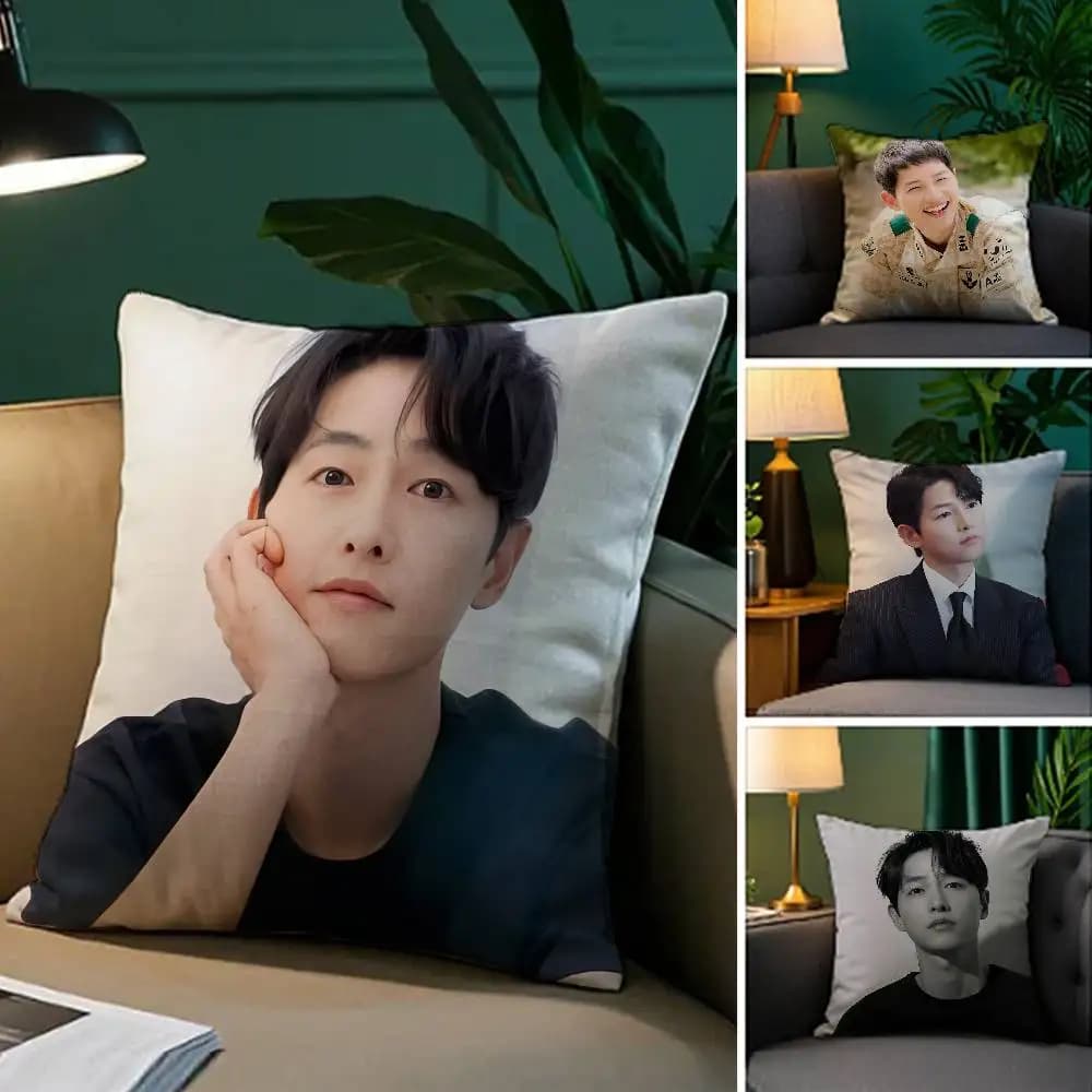 S-Song singer J-Joong Ki actor Pillow Case Anti-dustmite Pillowcase Invisible zipper silky short plush Sofa cushion cover