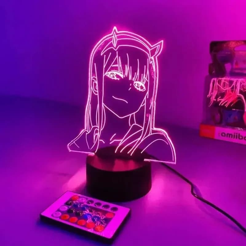 Zero Two Anime Night Light Action Figure 3D LED Change Color Darling Toys in The Franxxx Model Acrylic Desk Lamp Christmas Gift