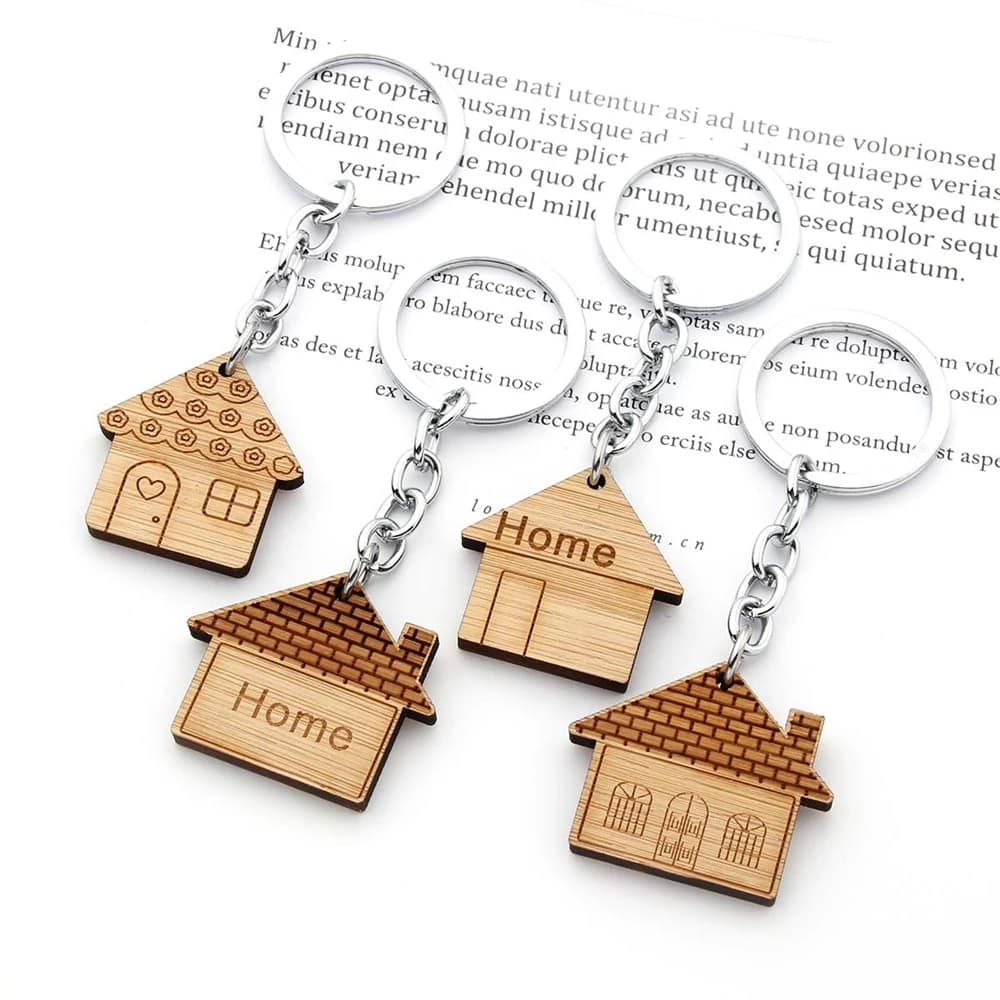 Portachiavi con ciondolo per la casa in legno di moda per uomo donna nuova casa borsa per auto decorazione portachiavi gioielli regalo