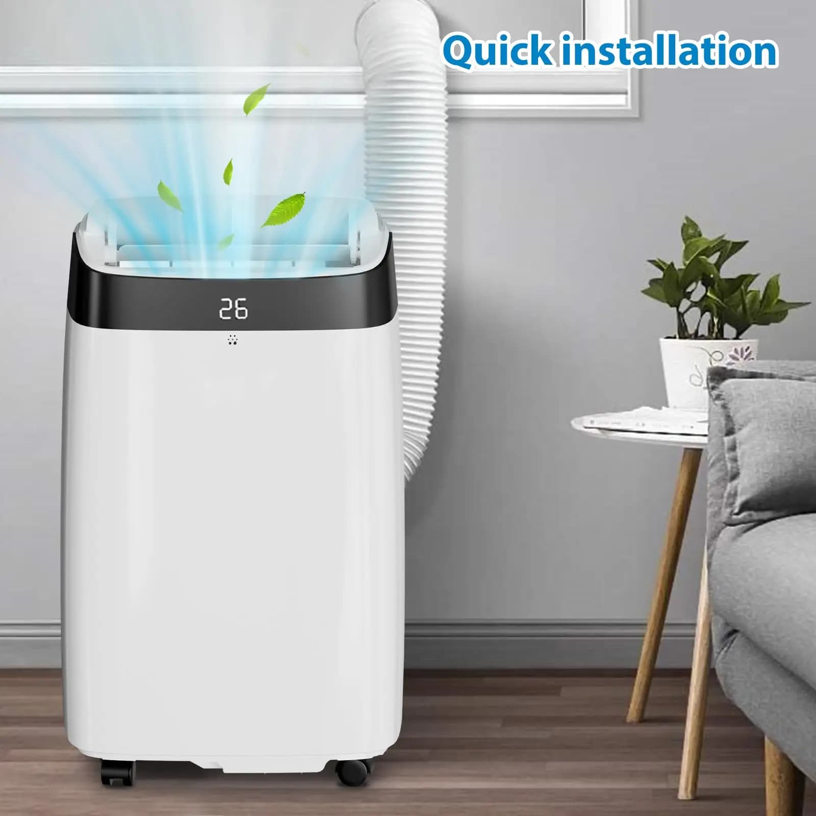 Portable Air Conditioners, 10000BTU 3-in-1 AC Unit with Cooling, Dehumidifier & Fan Modes, Remote Control, Digital Display, Mobility, Quiet Freestanding AC Cooling for 450 Sq.Ft for Home, Office, RV