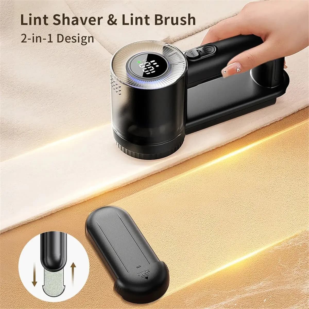A73U Electric Lint Remover Portable Fabric Shaver Rechargeable Hair Ball Trimmer Clothes Lint Machine for Sweaters Coat Black