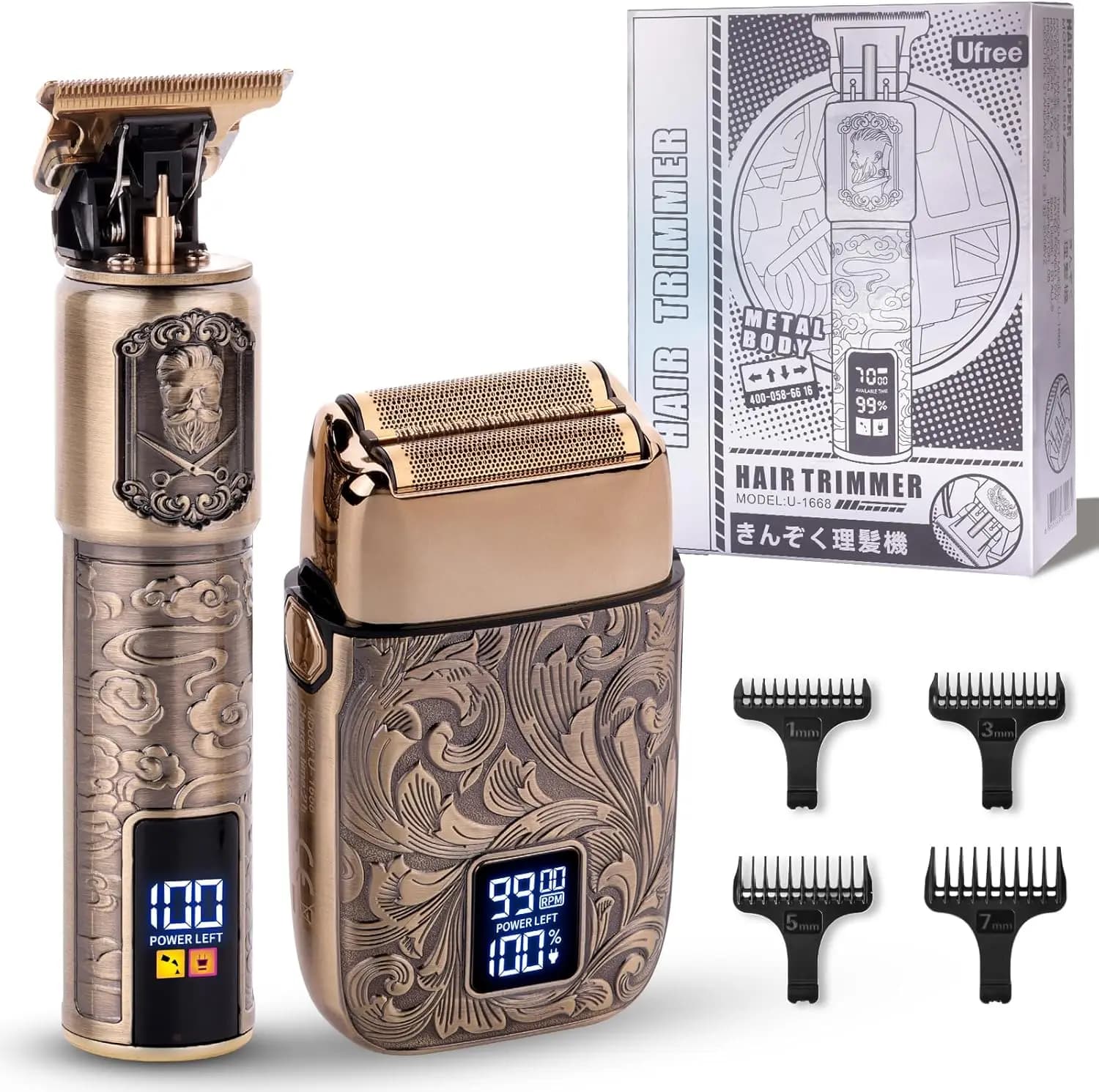 Kit rasoio elettrico e regolabarba da uomo, strumento per la cura della barba senza fili con batteria a lunga durata, regalo di compleanno ideale