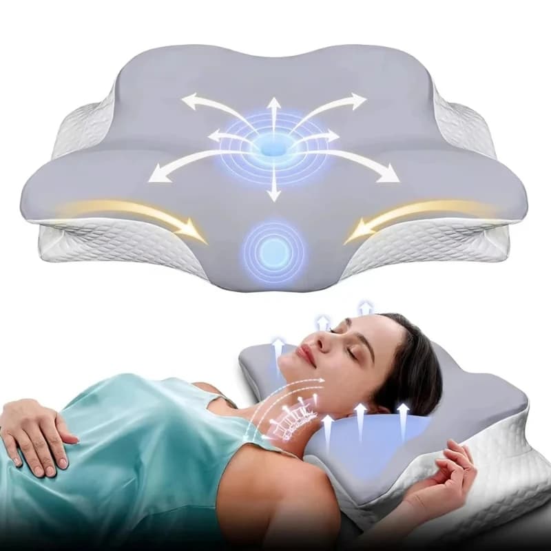 Nuovo Cuscino a Forma di Corno 2026, Cuscino a Farfalla in Memory Foam a Lento Ritorno per Protezione del Collo e Sonno