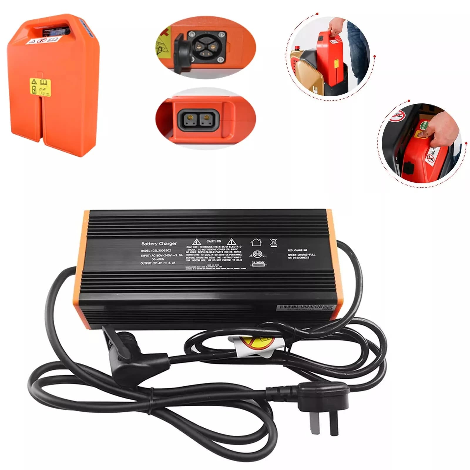 Caricabatteria al litio 24V 8A per NOBLIFT EDGE PTE15N Caricabatterie elettrico per transpallet al piombo IP67 Caricabatterie impermeabili antipolvere