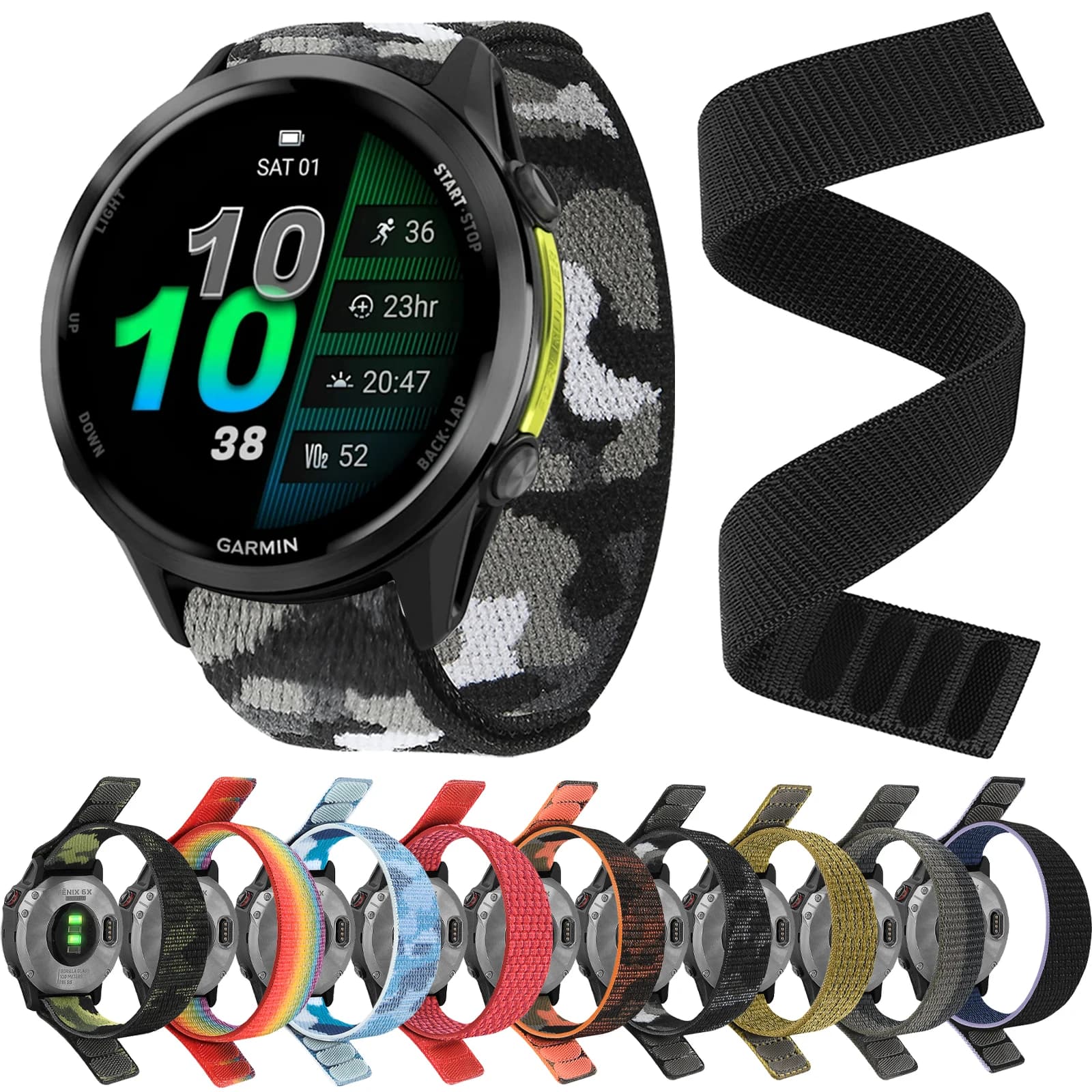 Gancio ad anello 26mm 22mm cinturino ad asciugatura rapida per Garmin Fenix 8 8X/7 7X/6X Forerunner 970/EPIX Gen2/Approach S70/Enduro/Instinct 3 E Band