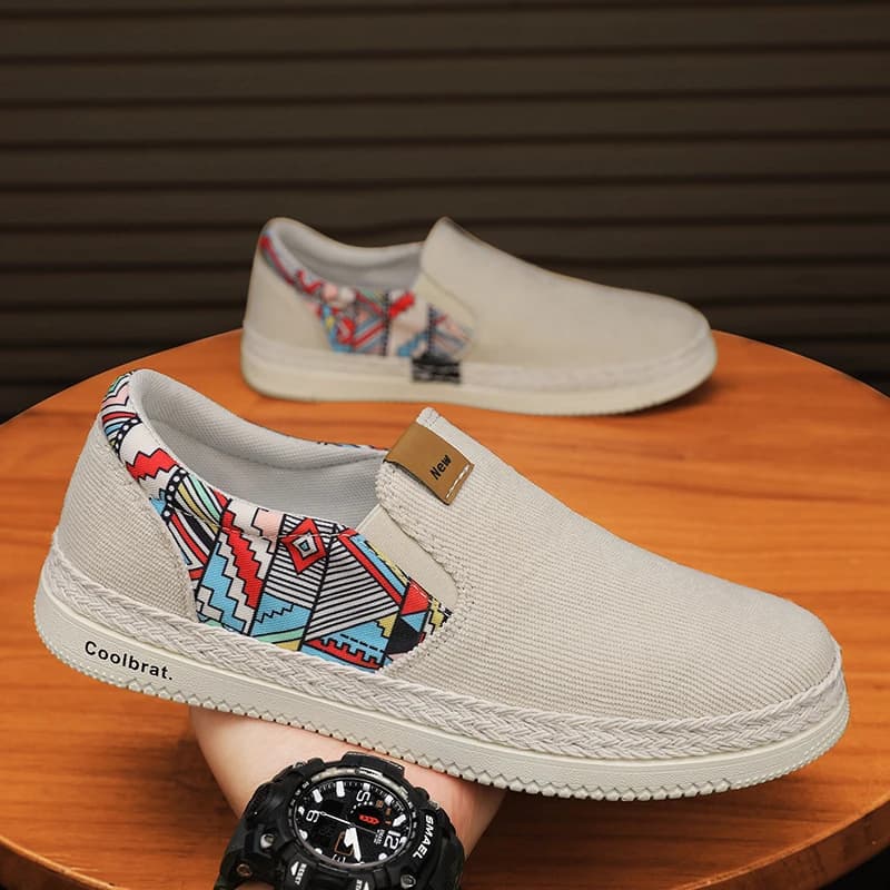Portable men casual cloth shoes ultra light weight, compact design, breathable shoes for travel and business trips