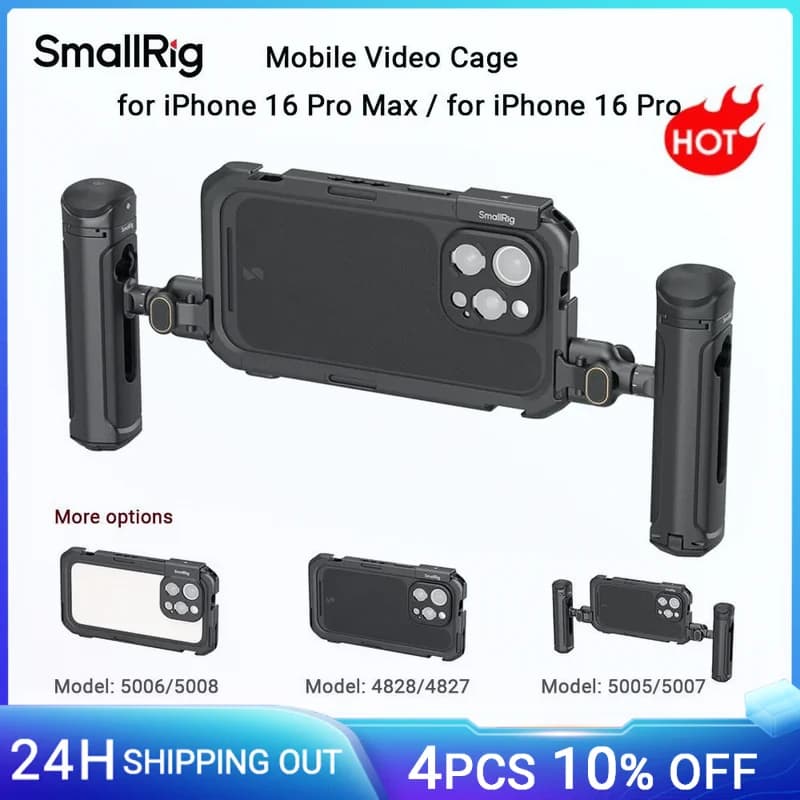 SmallRig mobile video cage for iPhone 16 Pro for iPhone 16 Pro Max for video/YouTube/scatto recording, with rotating side handle