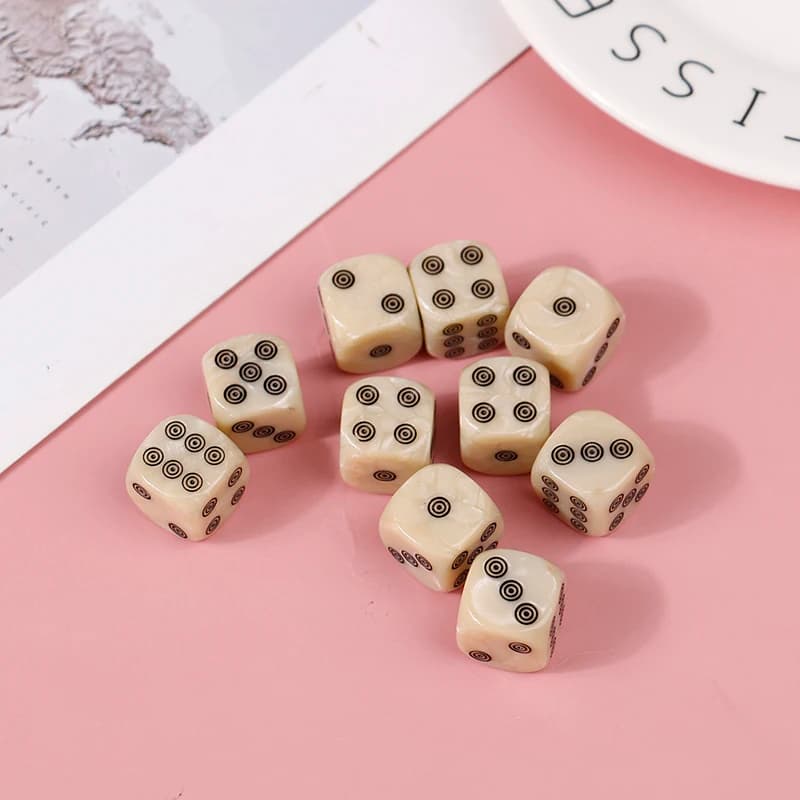 10pcs Round Corners 6-sided D6 Dice Set 16mm Acrylic Ivory Dice For Board Game Entertainment Party Cubes Mahjong AccessoriesHot