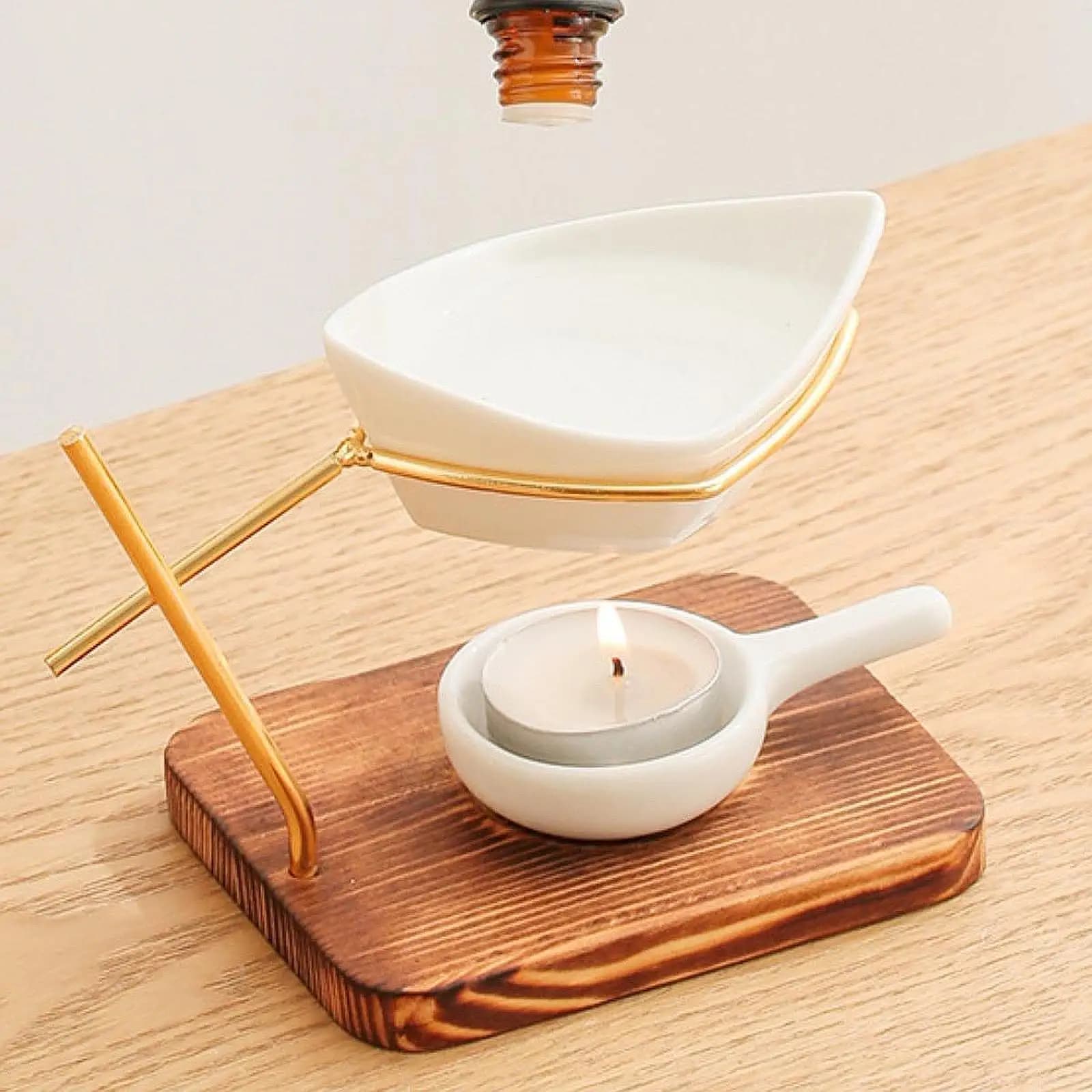 Bruciatore per diffusore di olio con ornamento per bruciatore di oli essenziali per interni in fattoria domestica