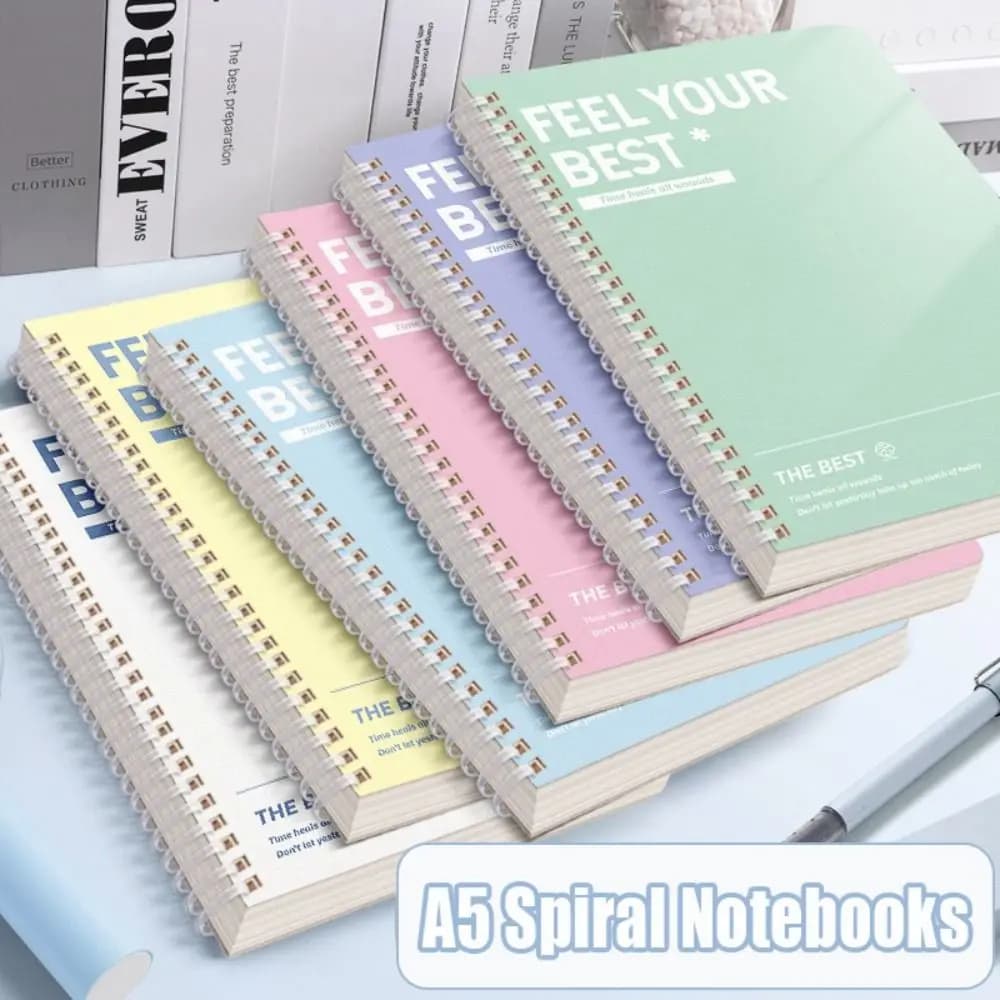60 fogli/libro Quaderni a spirale A5 di alta qualità, pagine perforate, diario a colori, pagine interne a righe orizzontali, blocco note, regalo