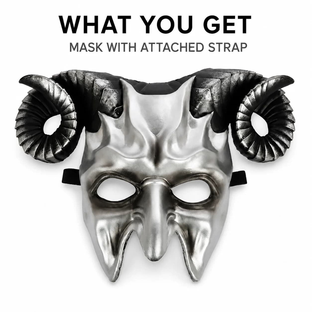 3D Spiral Horn Face Mask Fantasy Costume Masquerade Mask Scary Horned Party Accessory for Halloween Carnival Theme Party