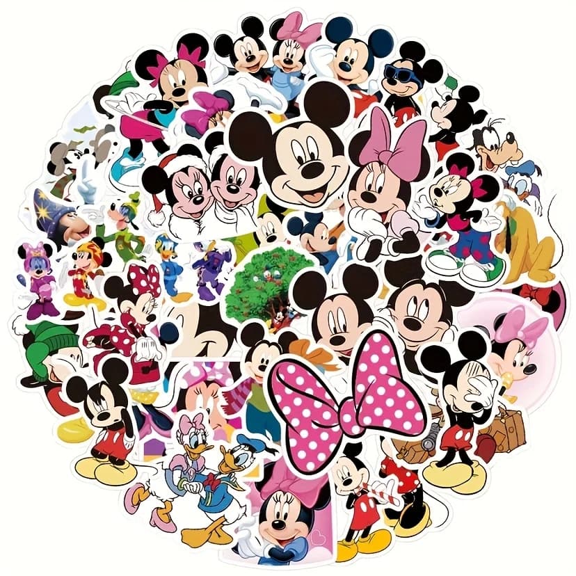 50 pezzi/set adesivi graffiti Disney simpatico cartone animato Topolino, adesivo da parete in vinile decalcomanie romantiche per la decorazione della parete della camera da letto