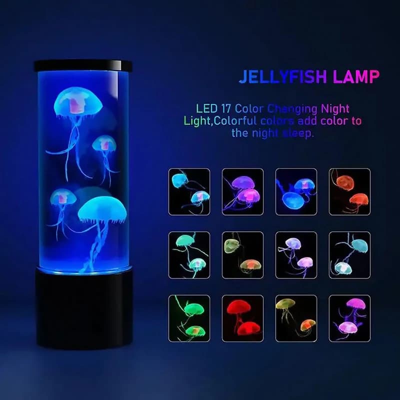LED Mini Jellyfish Light USB Rainbow Color Changing Ambient Light Creative Exquisite Night Light Silent Desktop Decoration Light