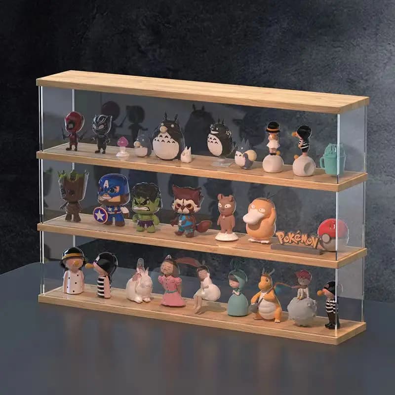 1-3 level transparent acrylic glass for toy model, clay figure, dust storage box, block model showcase