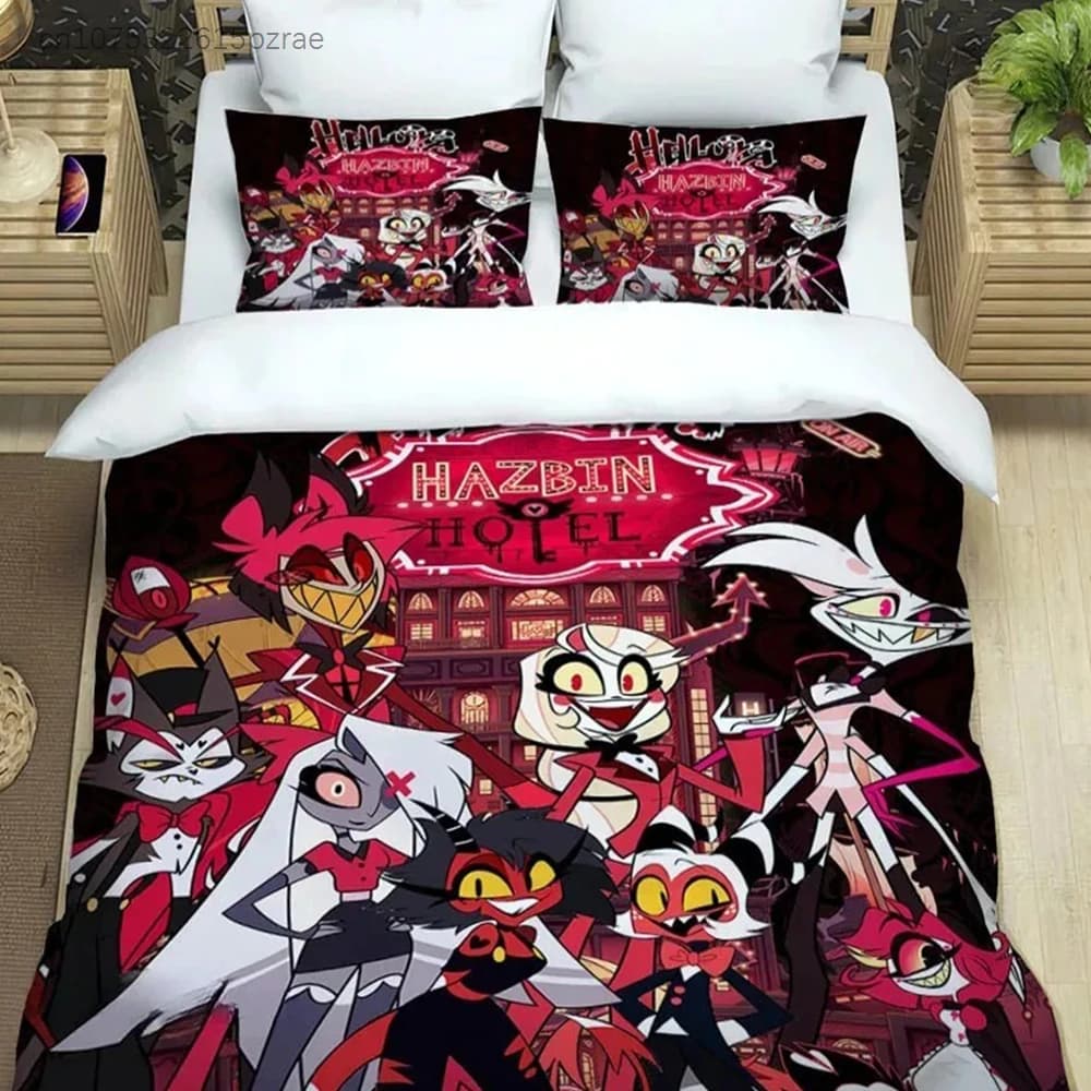 Anime Duvet Cover Pillowcase Bedding Set H-Helluva Boss Adult Boy Girl Bedroom Decoration Children Single Double Large Size