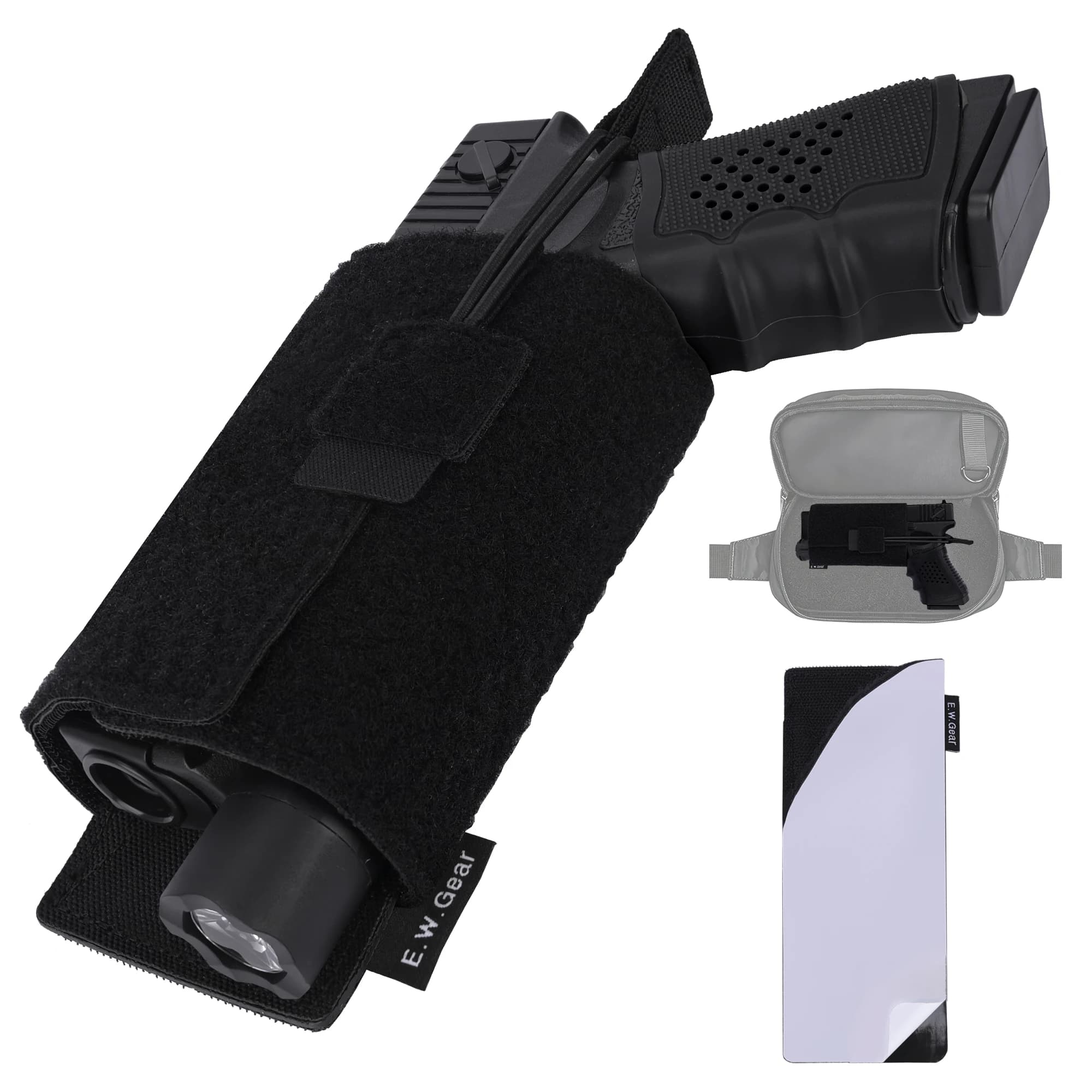Fondina in Velcro, Fondina per Pistola a Scomparsa con Ritenzione Elastica, Custodia a Estrazione Rapida per Pistola da Marsupio, Ambidestra