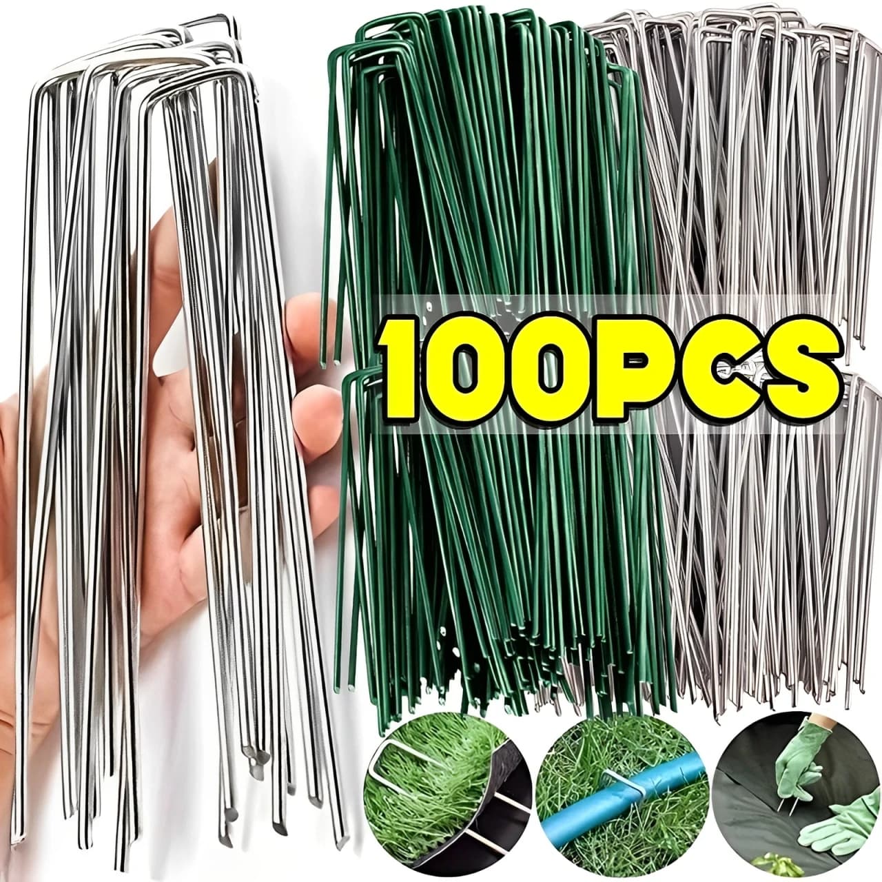 Pali per tubi per recinzione resistenti Perni Sod Graffette da giardino di tipo U Punta per paesaggio zincata per contenere chiodi a terra per barriera per prati
