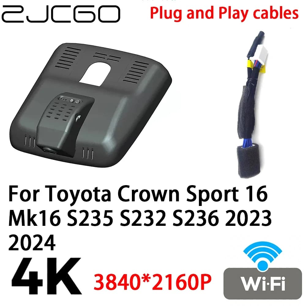 ZJCGO 4K 2160P Auto DVR Dash Cam Plug and Play Video for Toyota Crown Sport 16 Mk16 S235 S232 S236 2023 2024