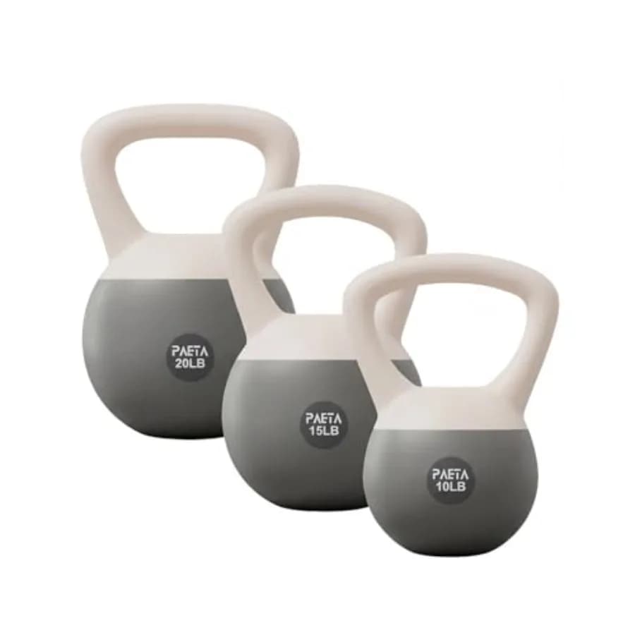 Set of Kettlebell Soft for Home Fitness, Impact Softened on Floor, Design with Handle Larga Anti-slip, 10 pounds 15 pounds 21 pounds, Functional Training