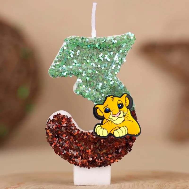 King Leo Simba Digital Candle Number 0-9 Supplies for Kids Birthday Cake Decoration Supplies for Party Accessories Soul Cartons