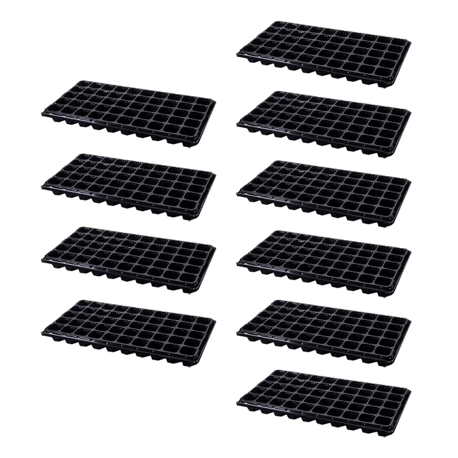 Set of 10 Plastic Trays for Germination, Semina Container with 50 Cells, Plant Box, Flowers and Vegetables