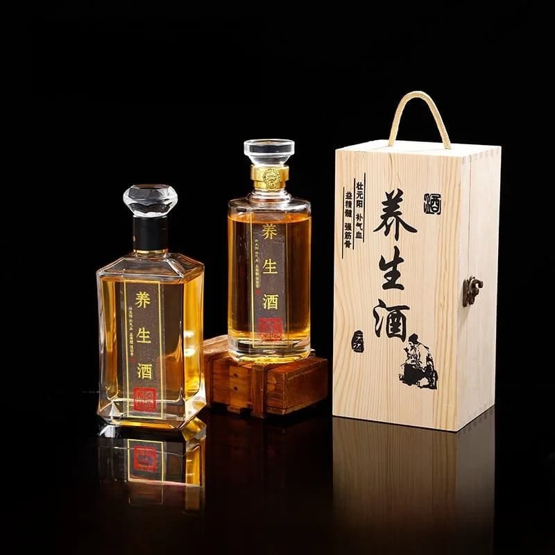 Bottiglia in Vetro per Conservazione Vino al Ginseng, Contenitore Vuoto per Uso Domestico, Confezione Regalo, Barattolo Sigillato per Cucina