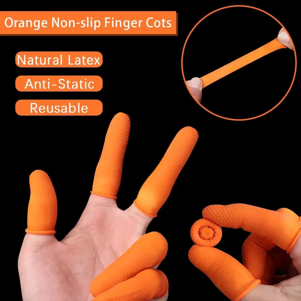 100PCS Reusable Finger Cover Natural Rubber Gloves Non-slip Latex Finger Cots Fingertips Protector Gloves Nail Art Tool