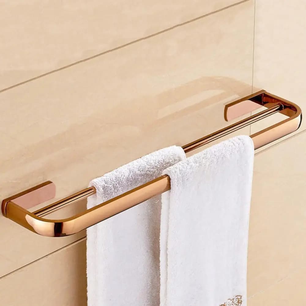 Set di Accessori per Bagno in Oro Rosa, Portasciugamani, Portarotolo, Gancio Appendiabiti da Parete, Personalizzabile