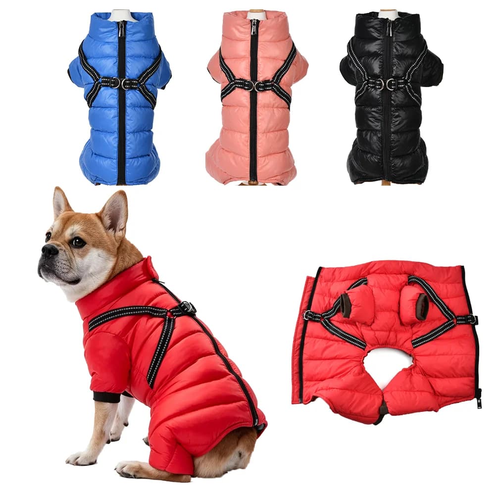 Waterproof Dog Clothes With Harness For Small Medium Dogs Clothes Puppy Winter Warm Jacket Chihuahua Yorkshire Bulldog Pet Coat