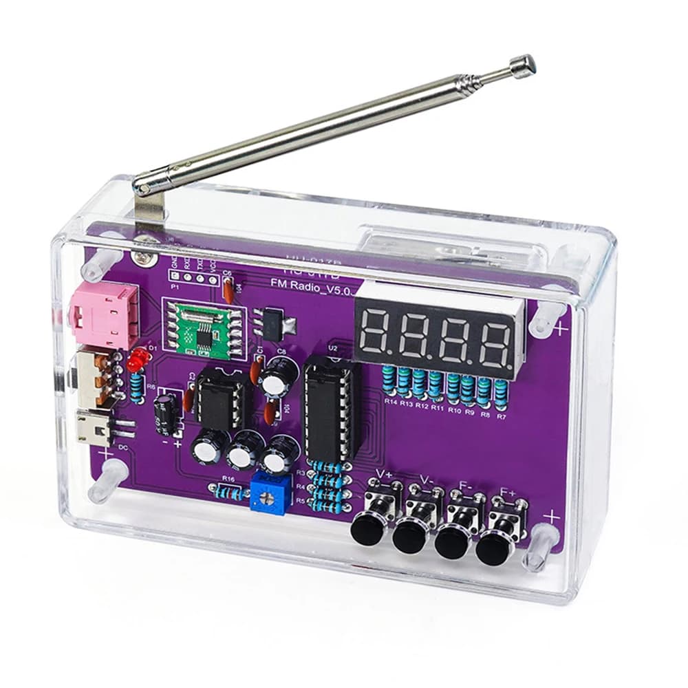Electronic Radio Kit FM DIY-DA-TE Adjustable Frequency 87-108 MHz Digital Display Welding Project Practice Welding RDA5807S