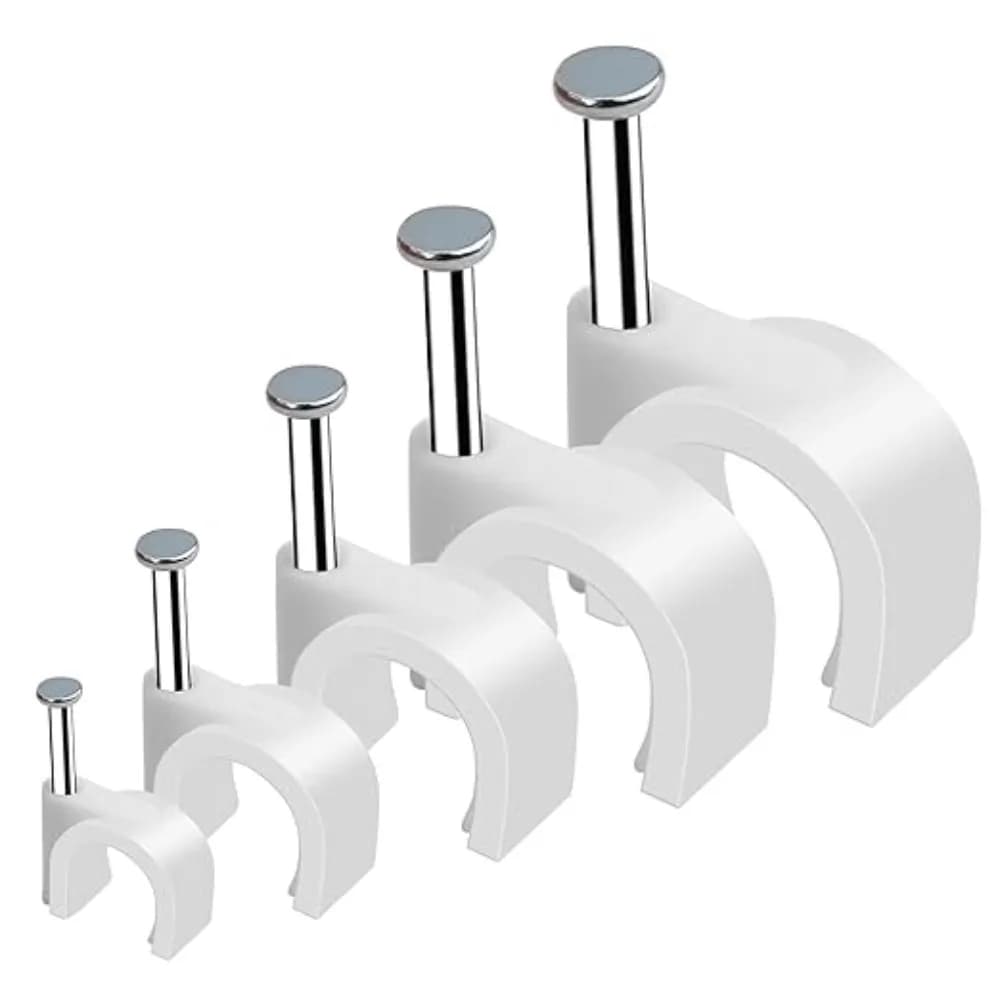 100PCS Cerchio Clip per chiodi Morsetto per gestione cavi Fissaggio bianco Chiodo rotondo in acciaio Appeso a parete Clip per cavi 4/5/6/7/8/9/10/12mm