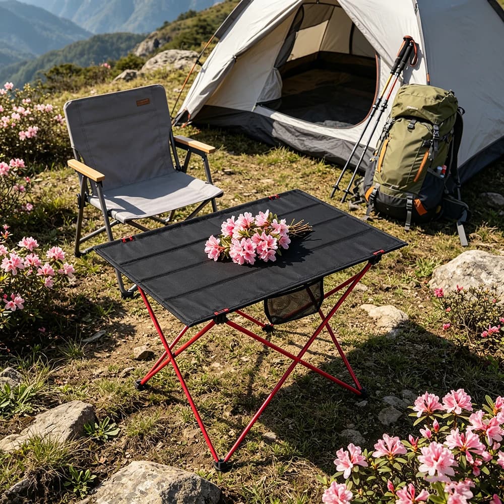 Tavolo Pieghevole da Campeggio, Leggero e Portatile, Tavolo da Spiaggia Robusto con Gambe Incrociate in Alluminio, Compatto per Picnic all'Aperto
