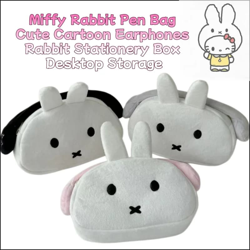 Miffy Rabbit Pen holder, Box for Headphones and Chancellery with Design Carton, for Students of the Middle and Superior Schools