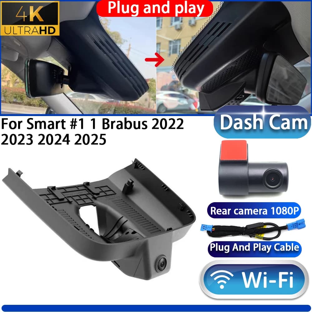 HighCity For Smart # Dash Cam Brabus 2022 2023 2024 2025 DVR 4K UHD 2160P camera with Night Vision Plug and Play Video Recorder