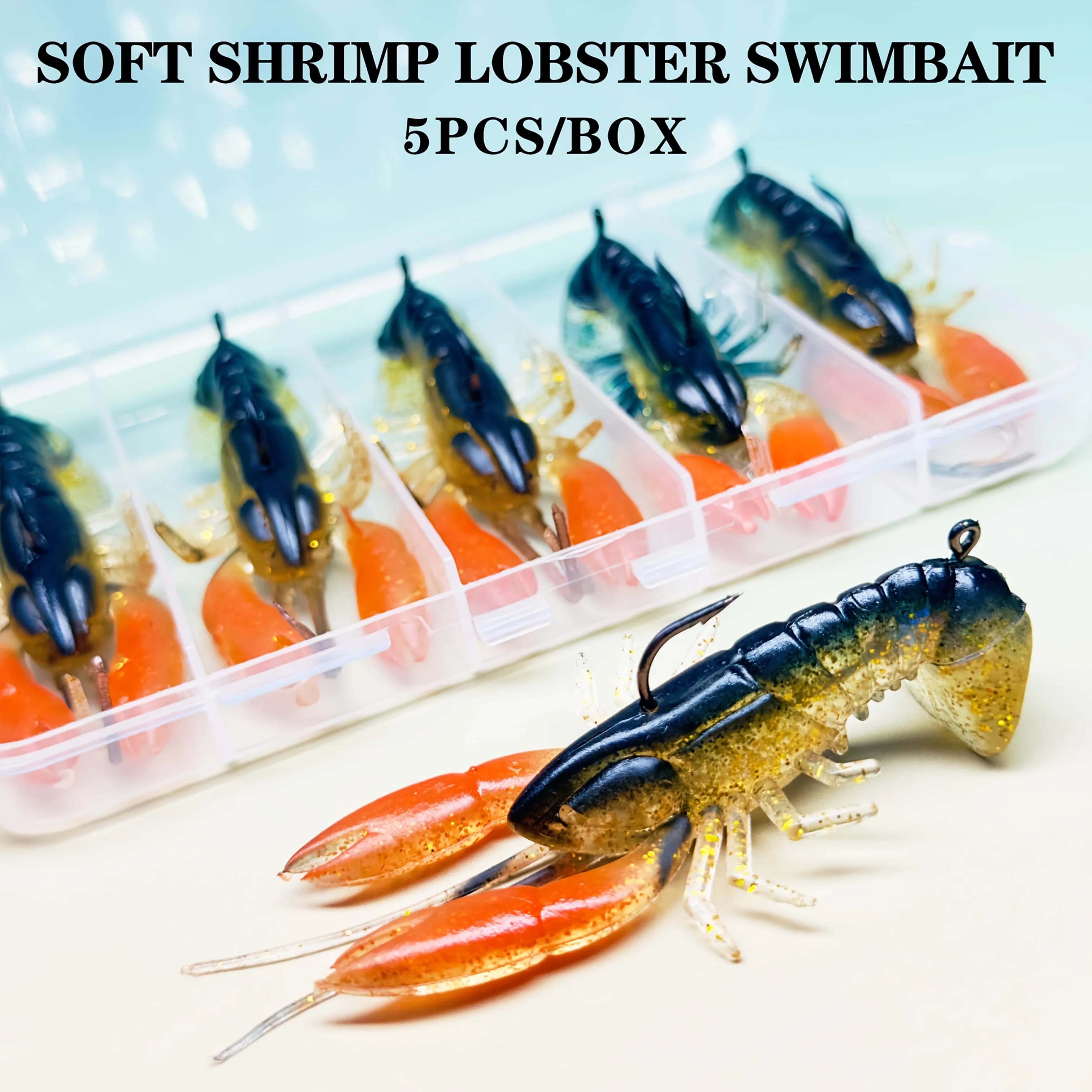 5 Pz/Canton Fishing Recalling Soft Ocean Shrimp Swimbait Aragosta Shrimp Hook Artificial Esca Fishing Equipment