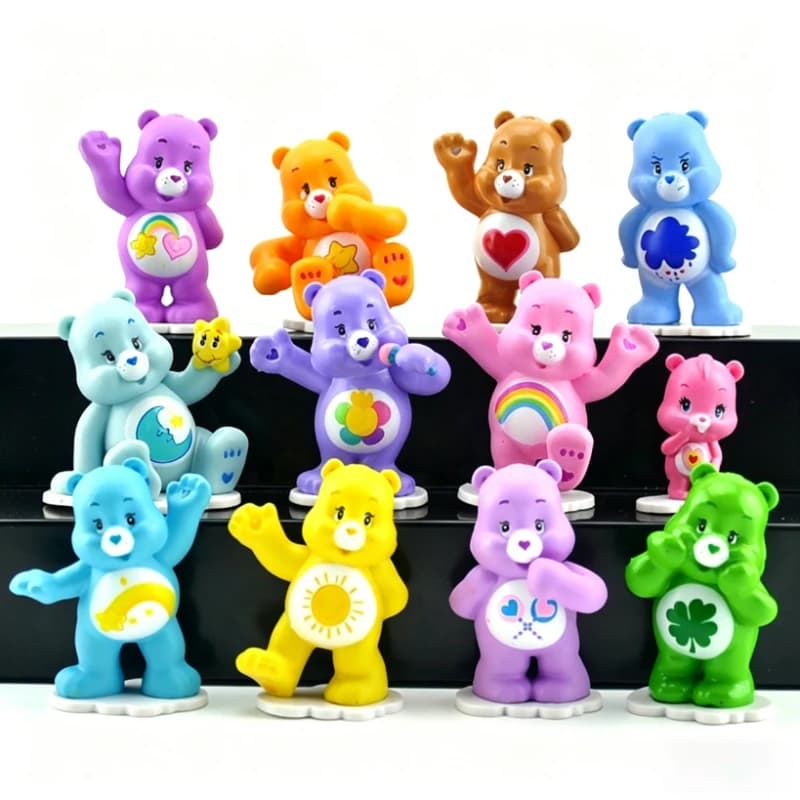 Set di 12 Action Figure Care Bears, Bambole in PVC, Modellini Kawaii da Collezione, Decorazione per Tavolo e Torte, Regalo per Bambini