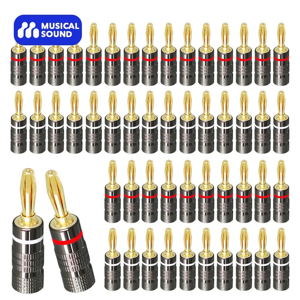 Spine a banana per suono musicale 2/6/12/24 pezzi Vite chiusa Connettori per altoparlanti a banana placcati oro 24K Connettore per altoparlante audio da 4 mm