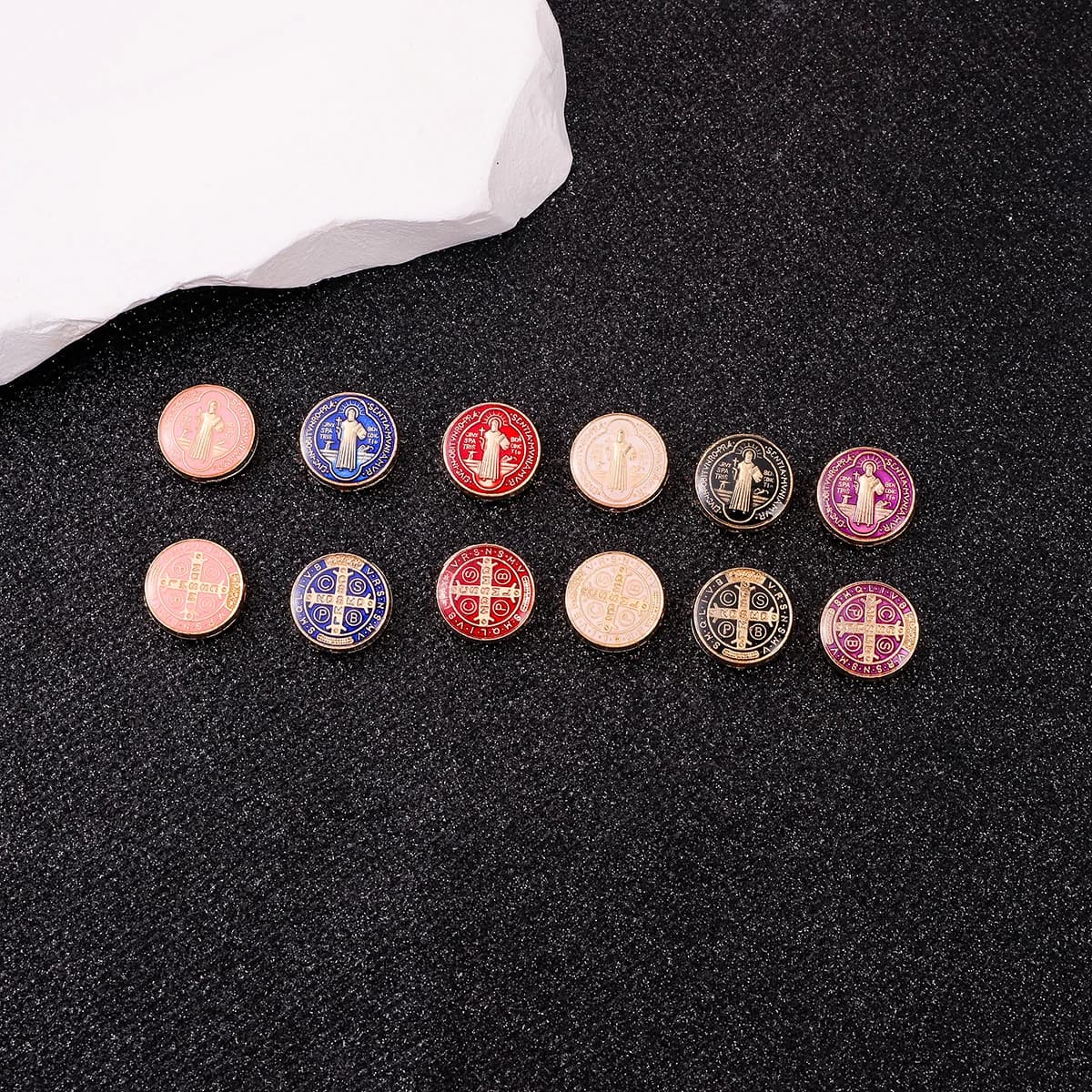 12 pieces of gold plated multicolored medals for jewelry creation with beads - Gifts for the creation of necklaces and bracelets