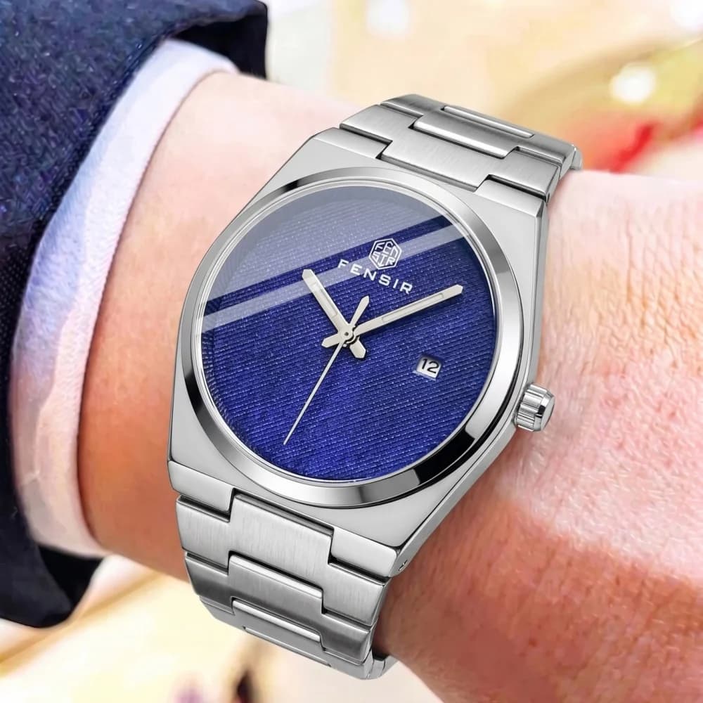 Minimalist Style Men's Quartz Watch with Butterfly Clasp Stainless Steel Strap, Calendar, Waterproof Business Wristwatch, Punk Casual Versatile Niche Light Luxury Textured Dial, Daily Wear Watch for Men, Gift Option