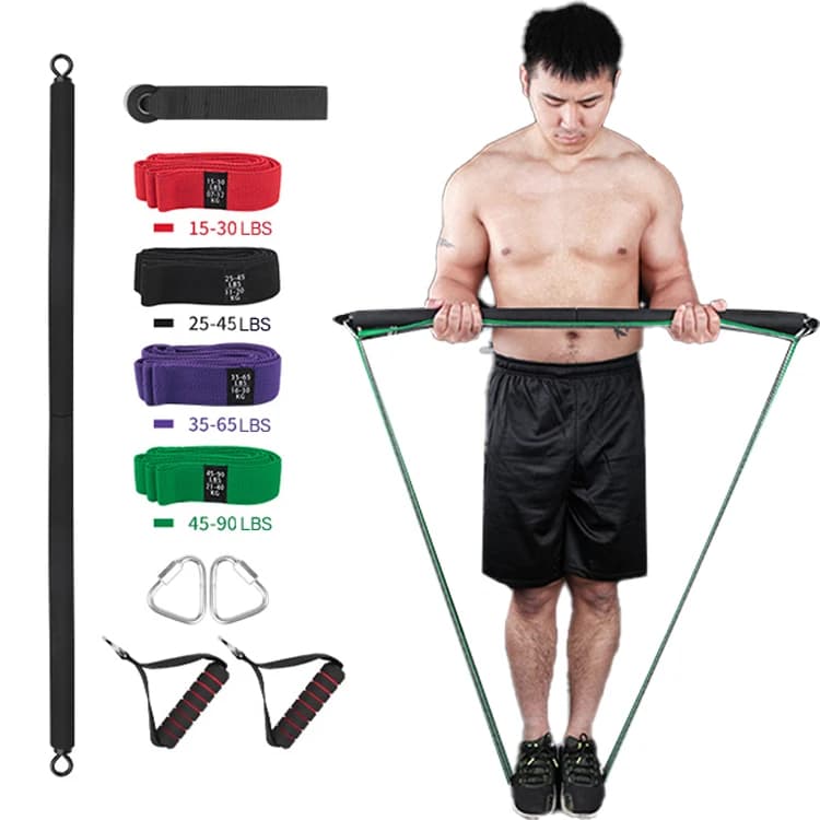 Home Gym Equipment Pilates Stick Yoga Exercise Pilates Bar Kit with Resistance Bands