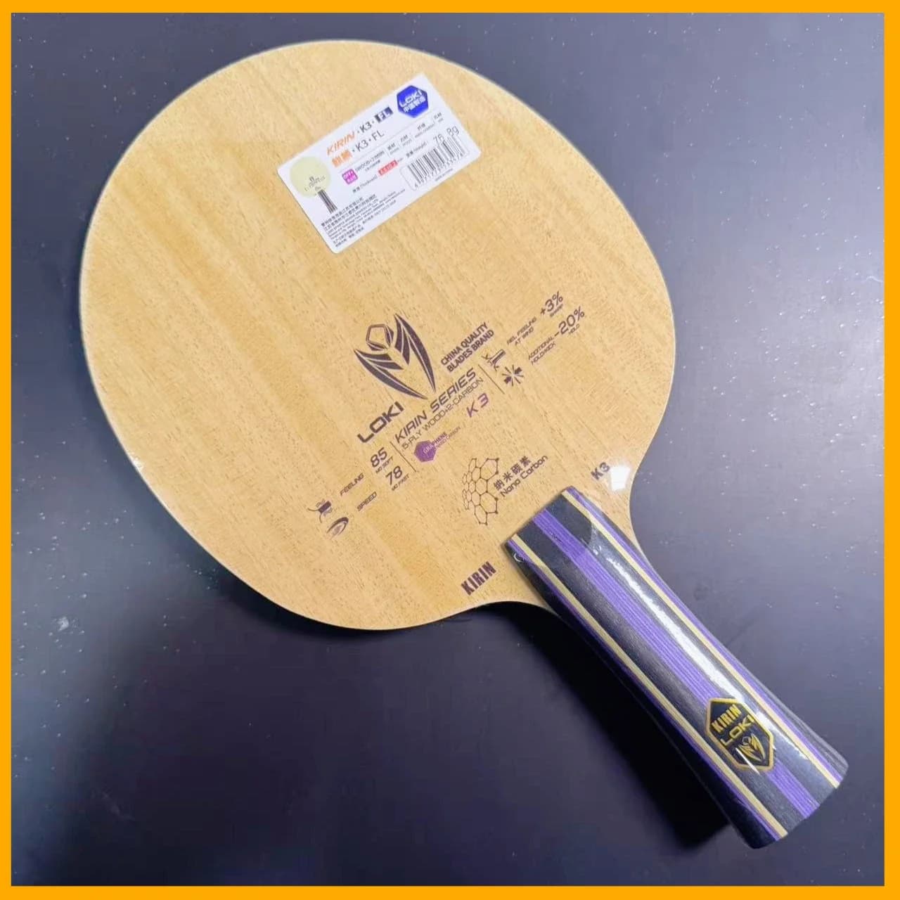 Racchetta da Ping Pong K1/K2/K3 con 5 Strati di Legno e 2 di Carbonio, Accessori e Attrezzatura per Allenamento e Competizione