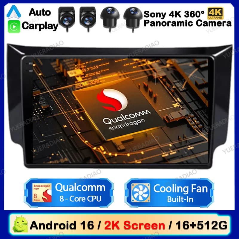 Android 16 Car Radio For Nissan Sylphy B17 Sentra 12 2010 - 2020 Wireless Carplay Auto Multimedia Video Player GPS NAVI QLED DSP