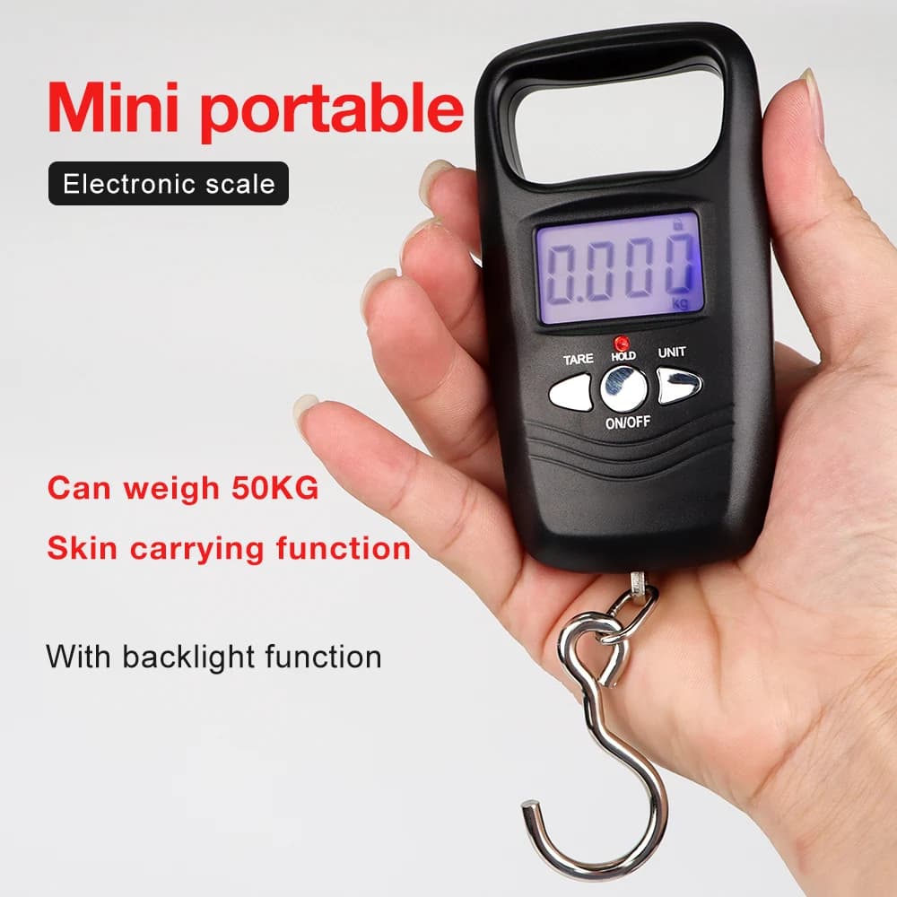 50kg/10g Digital Pocket Bagagli Bilancia Gancio Peso Mini Bilancia sospesa LCD portatile Appeso Ponderazione Gancio da pesca Bilancia
