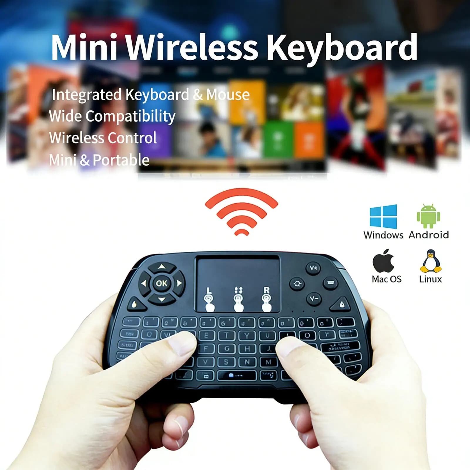Tastiera Wireless 2.4G con Touchpad, Mouse Aereo Ricaricabile, Mini Tastiera RGB Retroilluminata per TV Box, Laptop, PC, Proiettore, Smart TV
