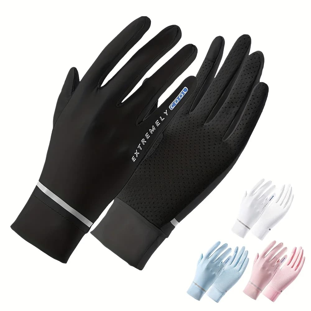 Guanti Protettivi Solari Estivi Anti-UV a Dita Intere Touchscreen per Guida Donna Ciclismo Antiscivolo Traspiranti in Seta Ghiaccio