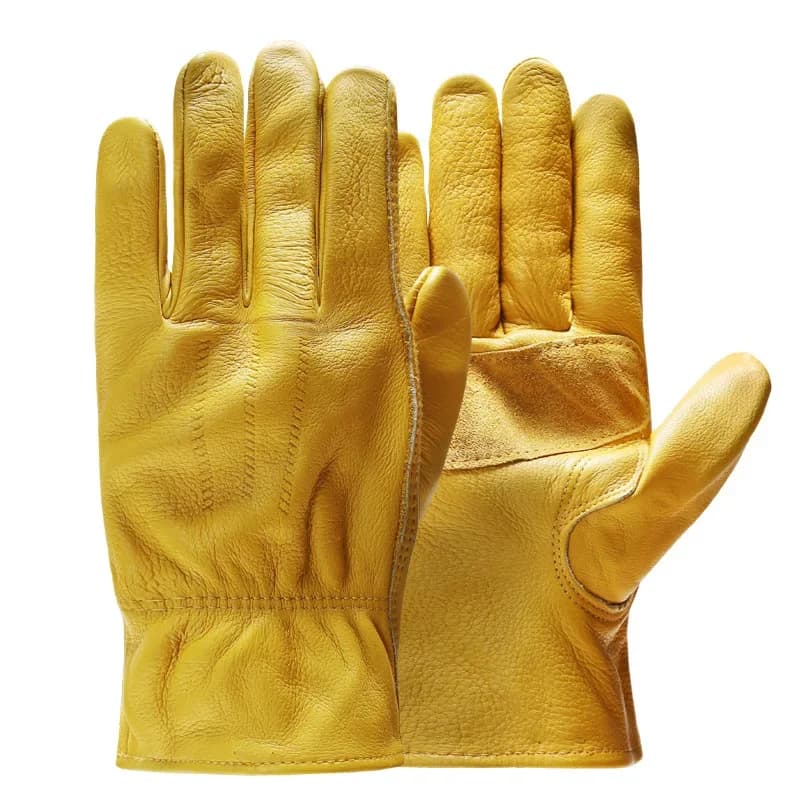 Guanti da lavoro da uomo per servizi pubblici per giardinaggio su legno/taglio/construzione/motocicletta, guanti in pelle resistenti all'abrasione